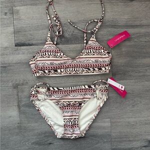 Xhilaration Pink and Black Patterned Bikini Set NWT